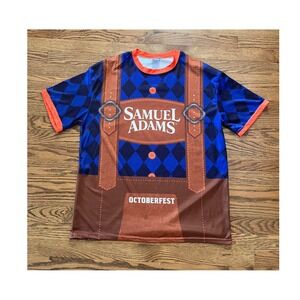 Samuel Adams Octoberfest Lederhosen Graphic T-Shirt Mens XL Blue Beer Promo
